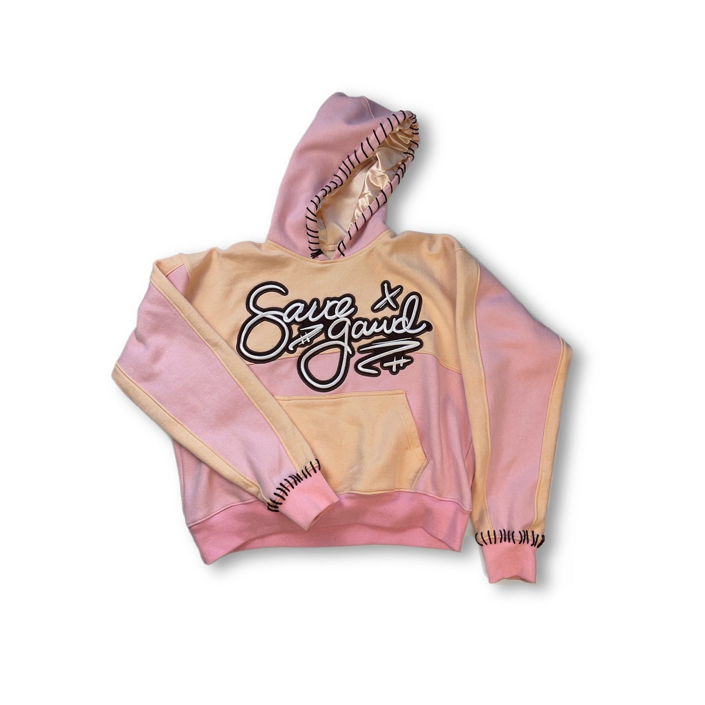 Pink Color Block Hoodie
