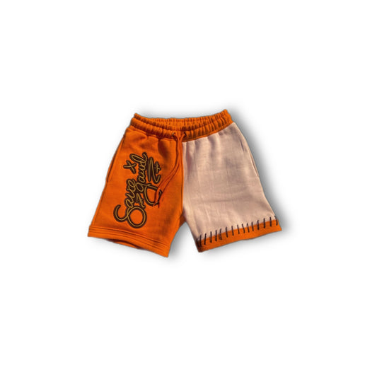 Orange Color Block Shorts
